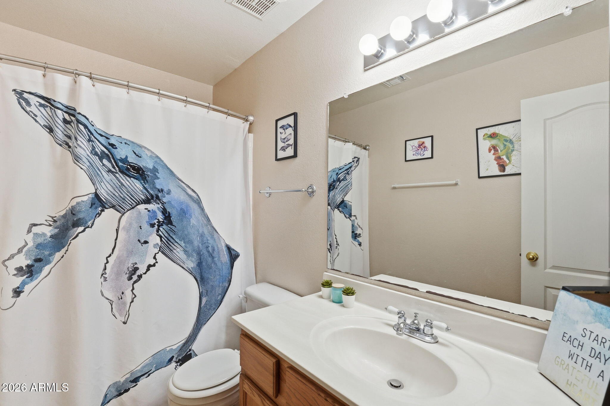 1405 West 15th Lane Apache Junction, AZ 85120 - Photo 27 of 33 a bathroom with a sink mirror vanity and toilet