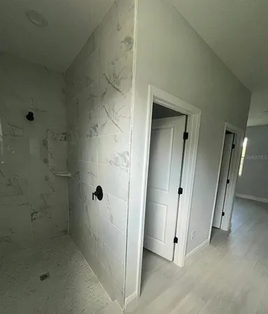 a bathroom with a shower