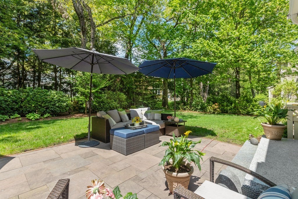 34 Woodcliffe Road Lexington, MA 02421 - Photo 34 of 34 a view of backyard with outdoor seating barbeque oven and trees