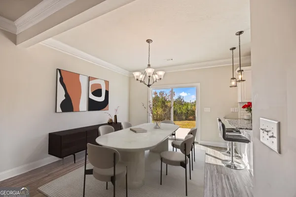 a view of a dining room and livingroom view