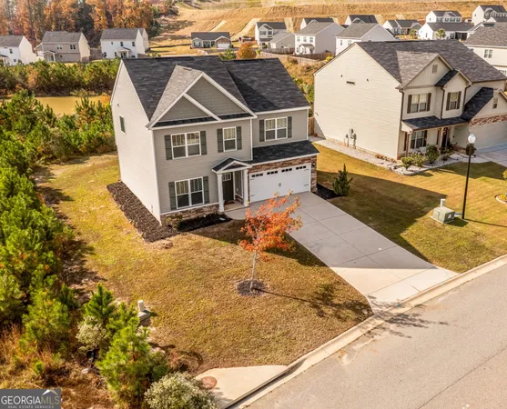 an aerial view of a house