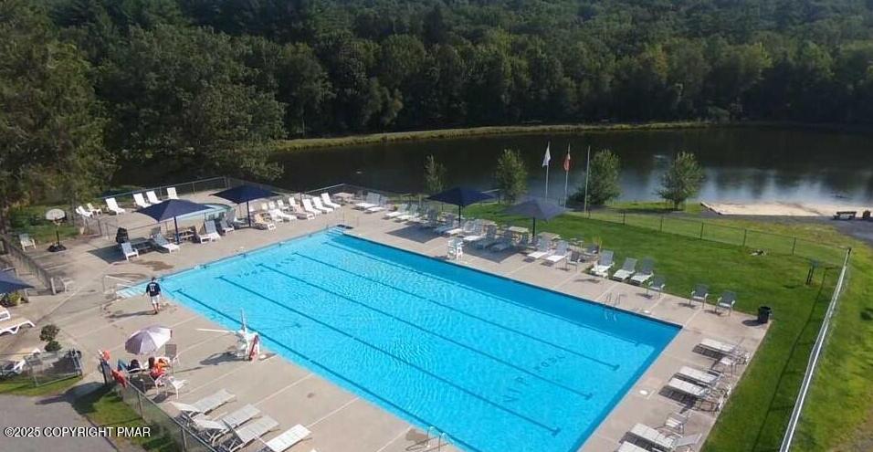 2108 Scarborough Way Bushkill, PA 18324 - Photo 89 of 105 a view of a wooden deck with lake view