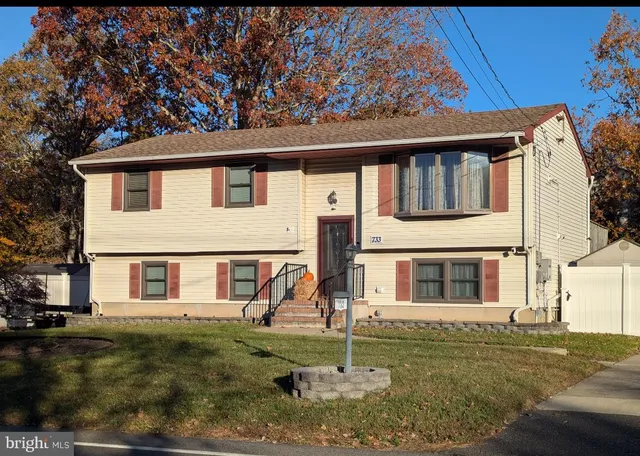 a view of backyard with table and chairs potted plants and a large tree