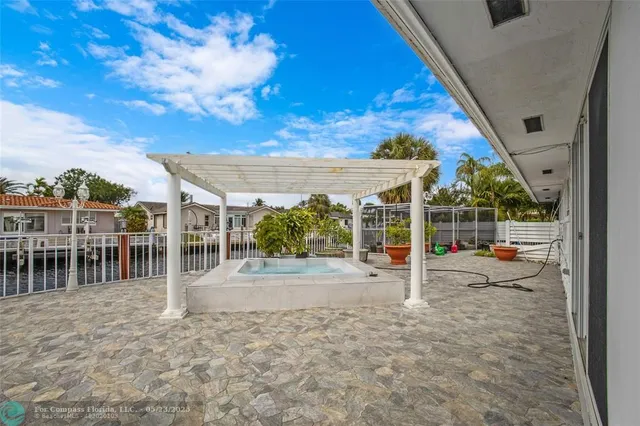 a view of a porch with a backyard