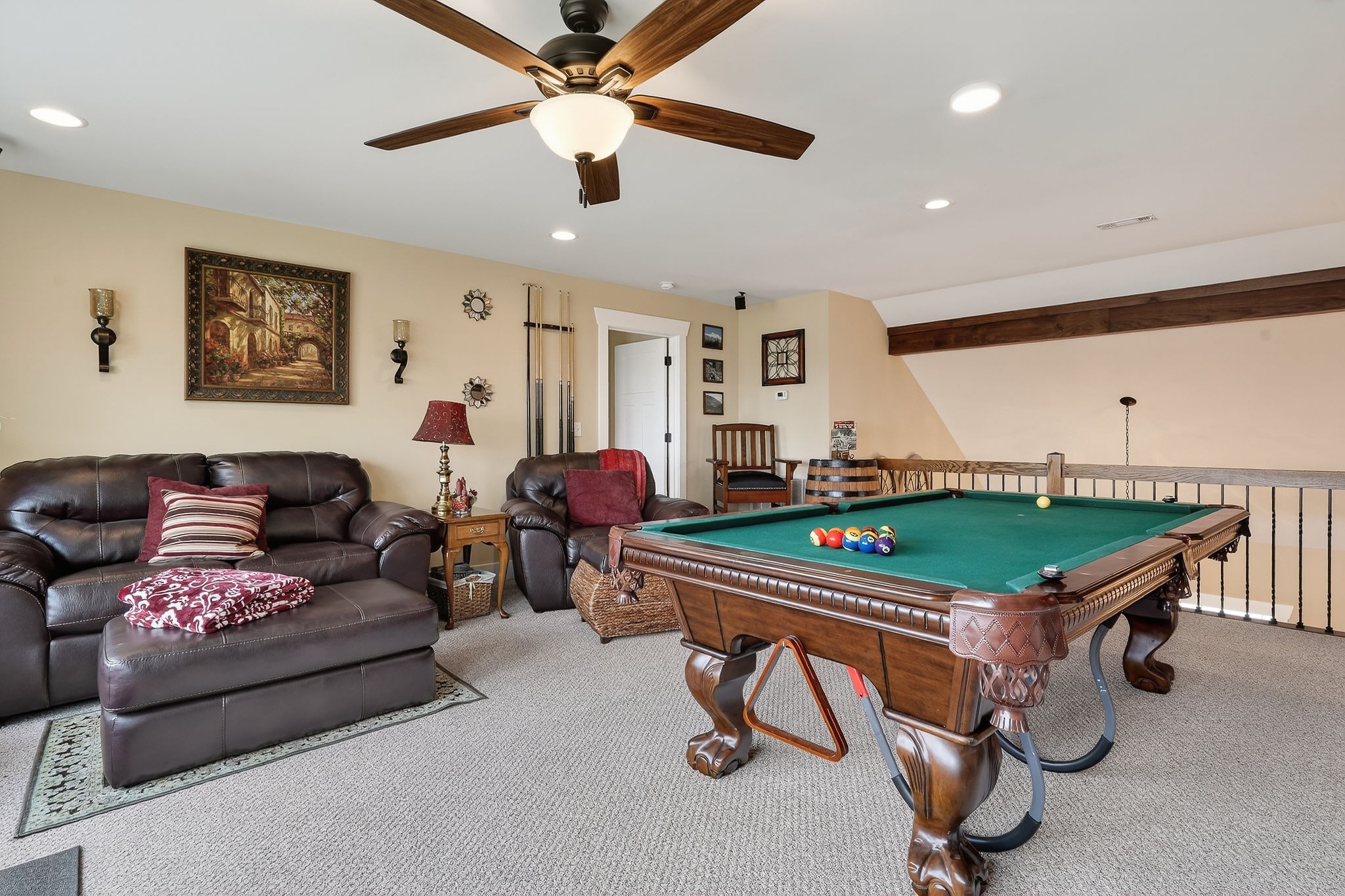 195 Coventry Way Smithville, TN 37166 - Photo 37 of 62 a living room with furniture gym equipment and a ceiling fan