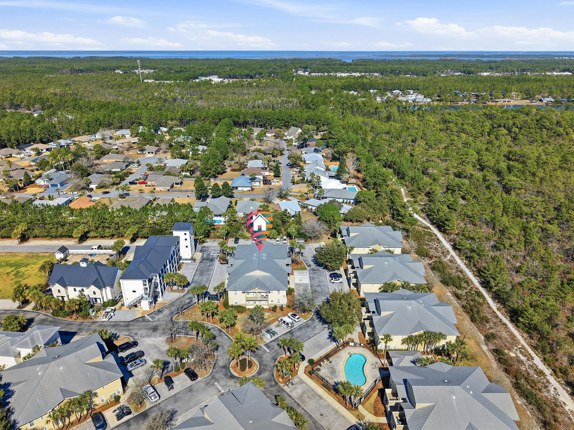 122 Shorebird Drive, Unit 821 Santa Rosa Beach, FL 32459 - Photo 33 of 36 an aerial view of residential houses with outdoor space