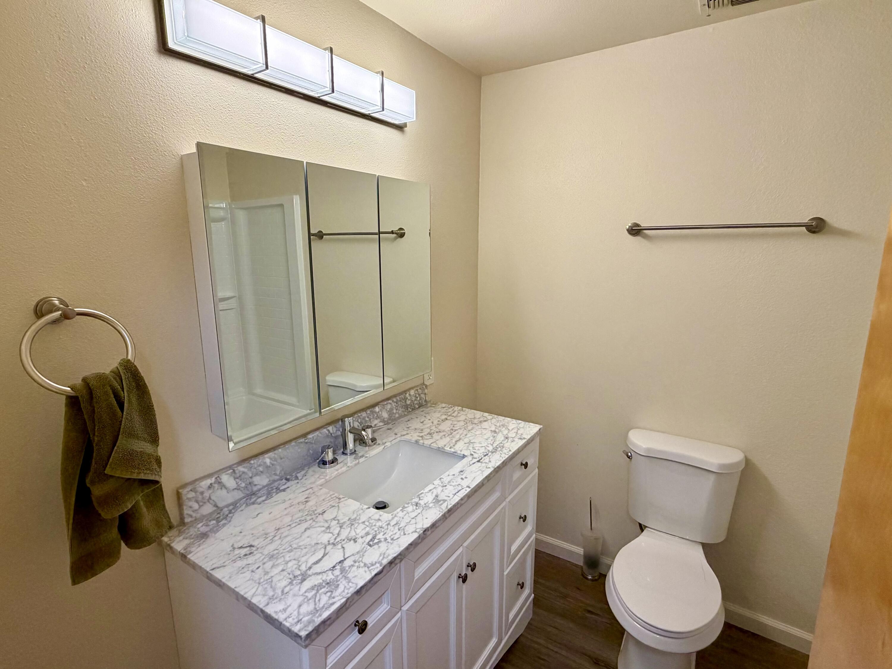 5572 Olive Street Anderson, CA 96007 - Photo 16 of 35 a bathroom with a granite countertop sink and a toilet