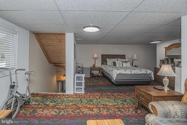 a bedroom with furniture and a window