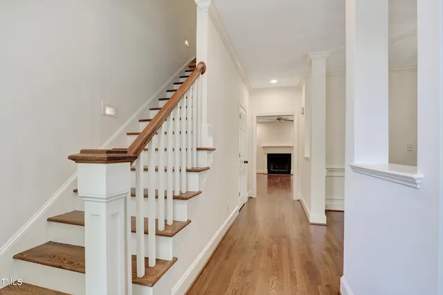 a view of entryway with wooden floor