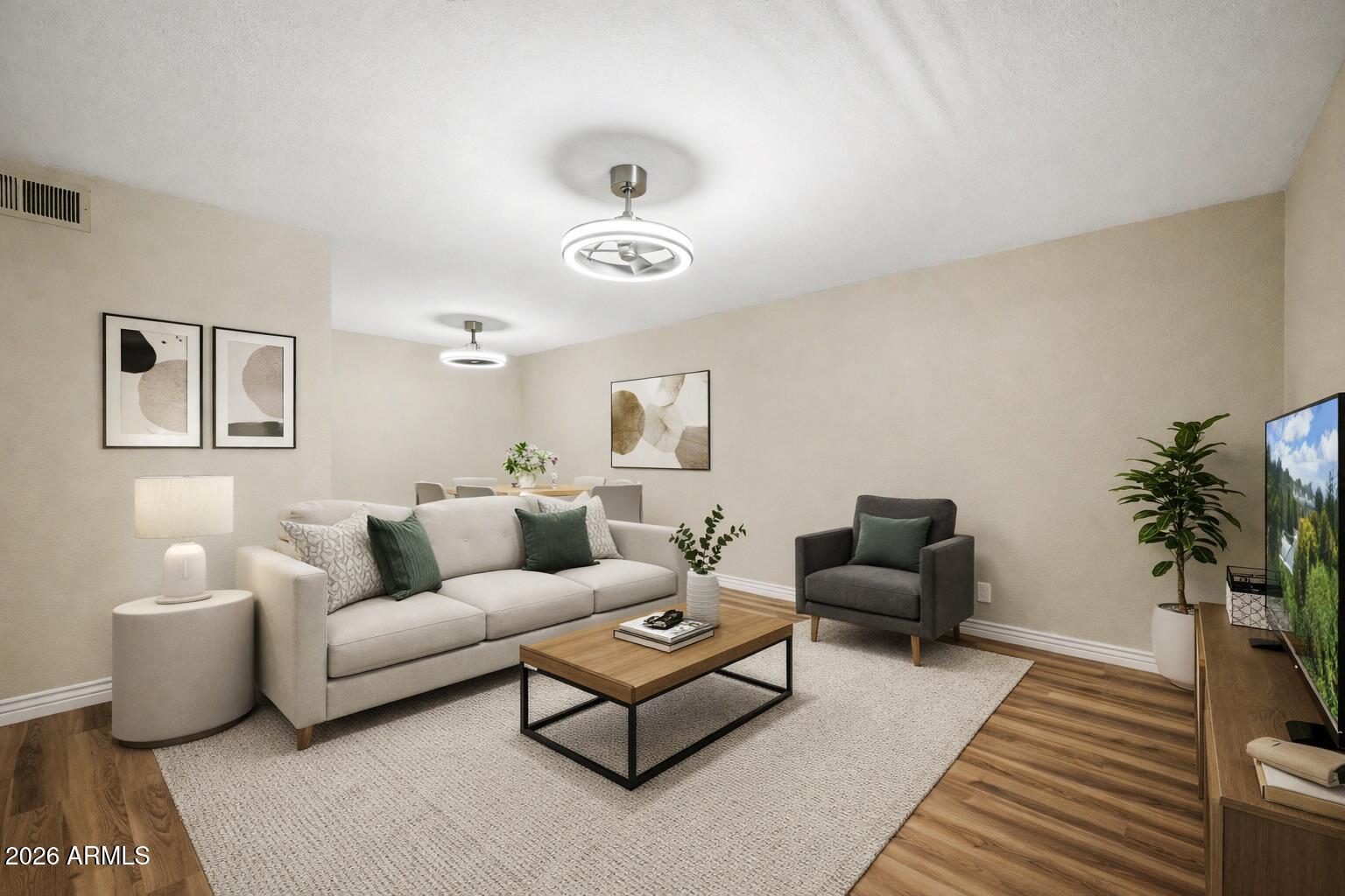 1340 North Recker Road, Unit 210 Mesa, AZ 85205 - Photo 17 of 45 virtually staged great room