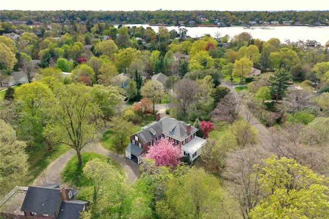 a view of a lake with a house