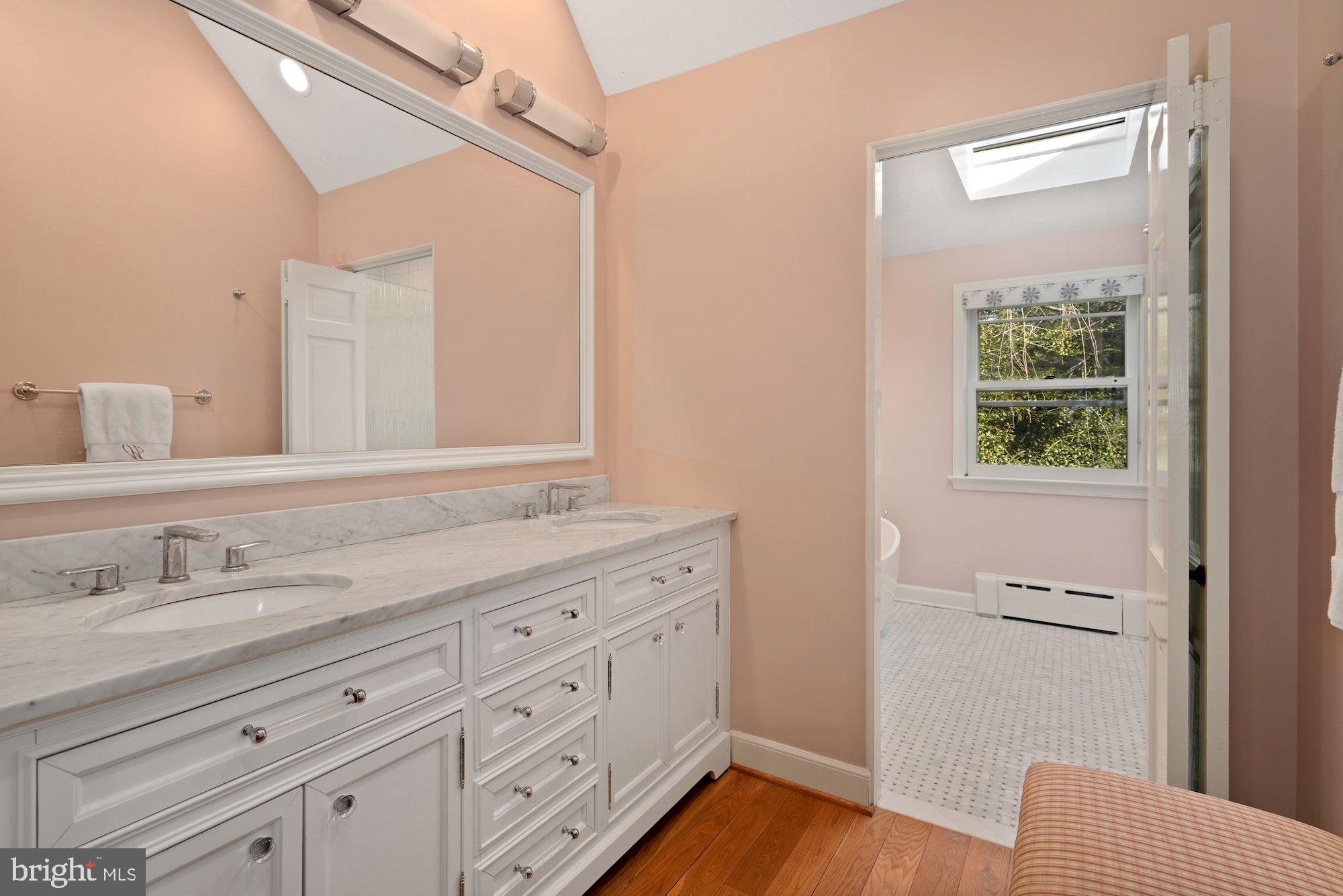 4777 Dexter Street Northwest Washington, DC 20007 - Photo 18 of 30 Renovated Primary Bathroom (2020) with Skylight
