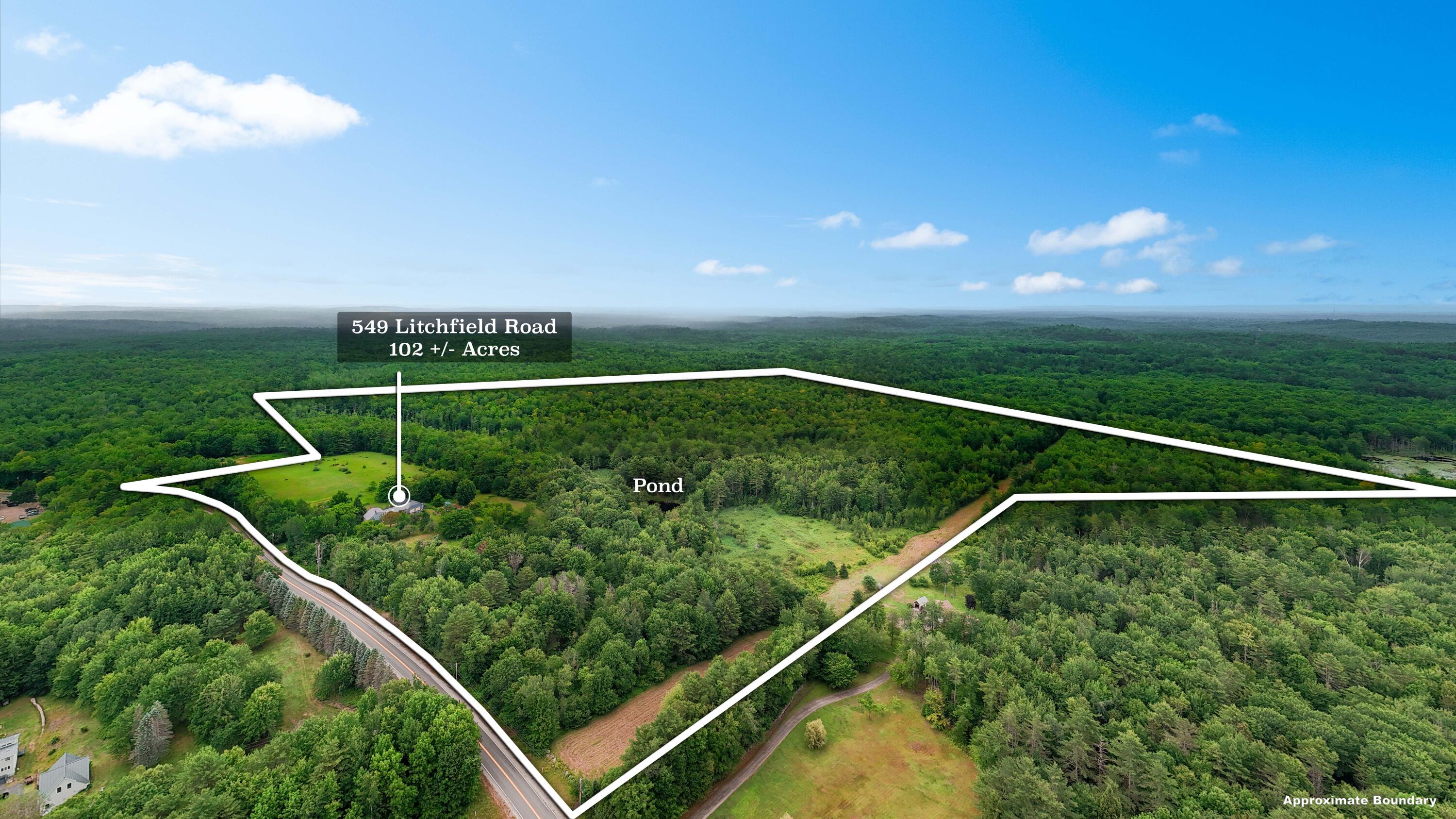 549 Litchfield Road Bowdoin, ME 04287 - Photo 58 of 104 Aerial With Estimated Lot Lines