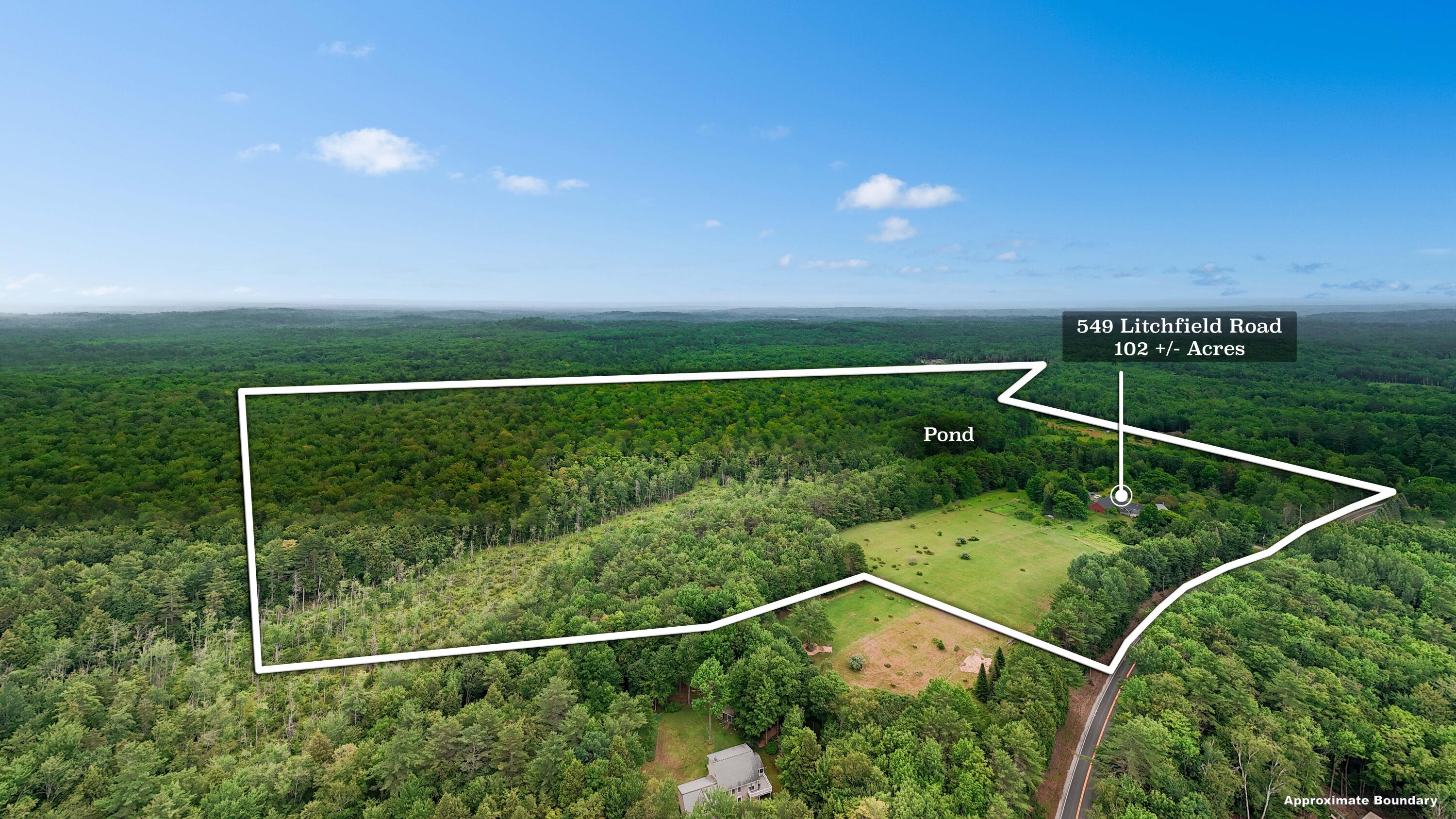 549 Litchfield Road Bowdoin, ME 04287 - Photo 59 of 104 Aerial With Estimated Lot Lines