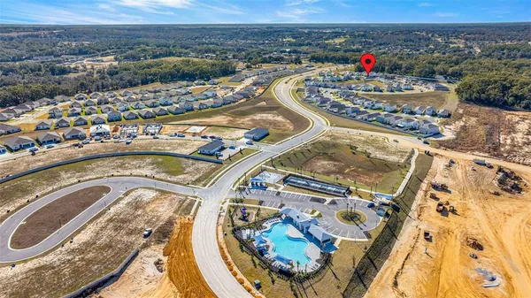 an aerial view of a house