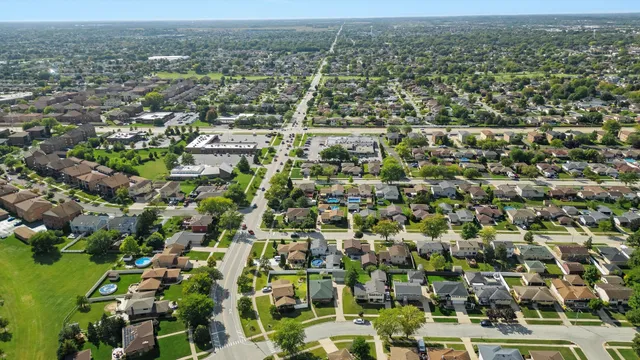 an aerial view of multiple house