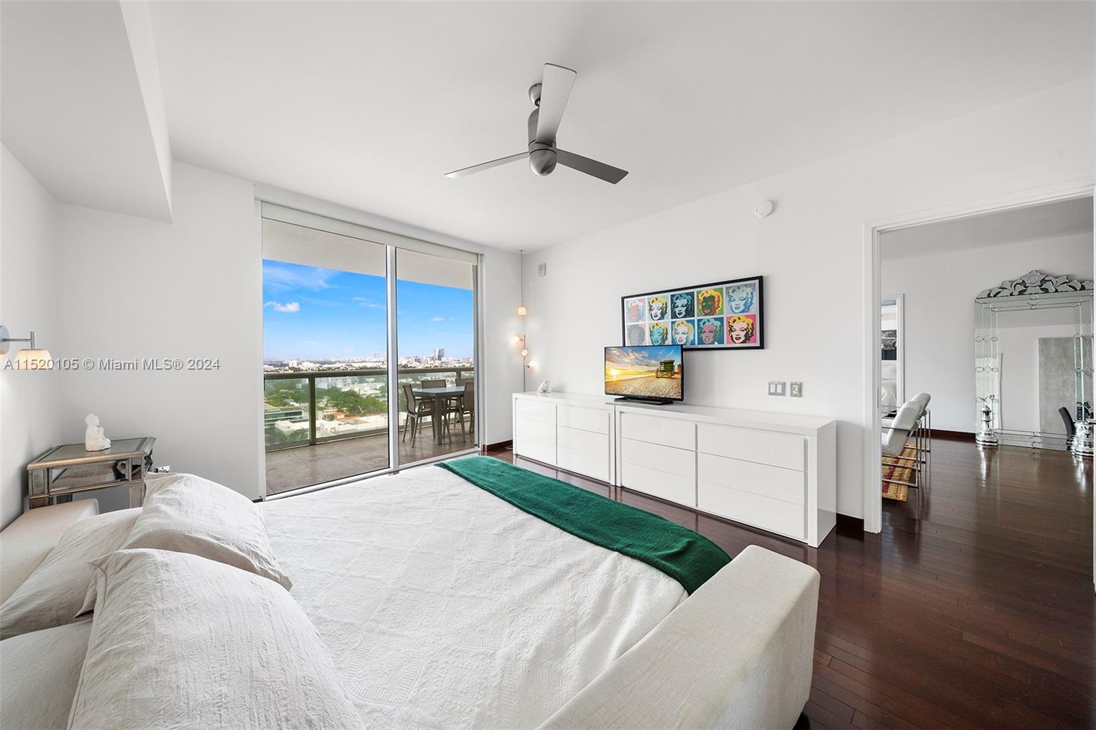 450 Alton Road, Unit 2006 Miami Beach, FL 33139 - Photo 19 of 51 a bedroom with a bed and wooden floor