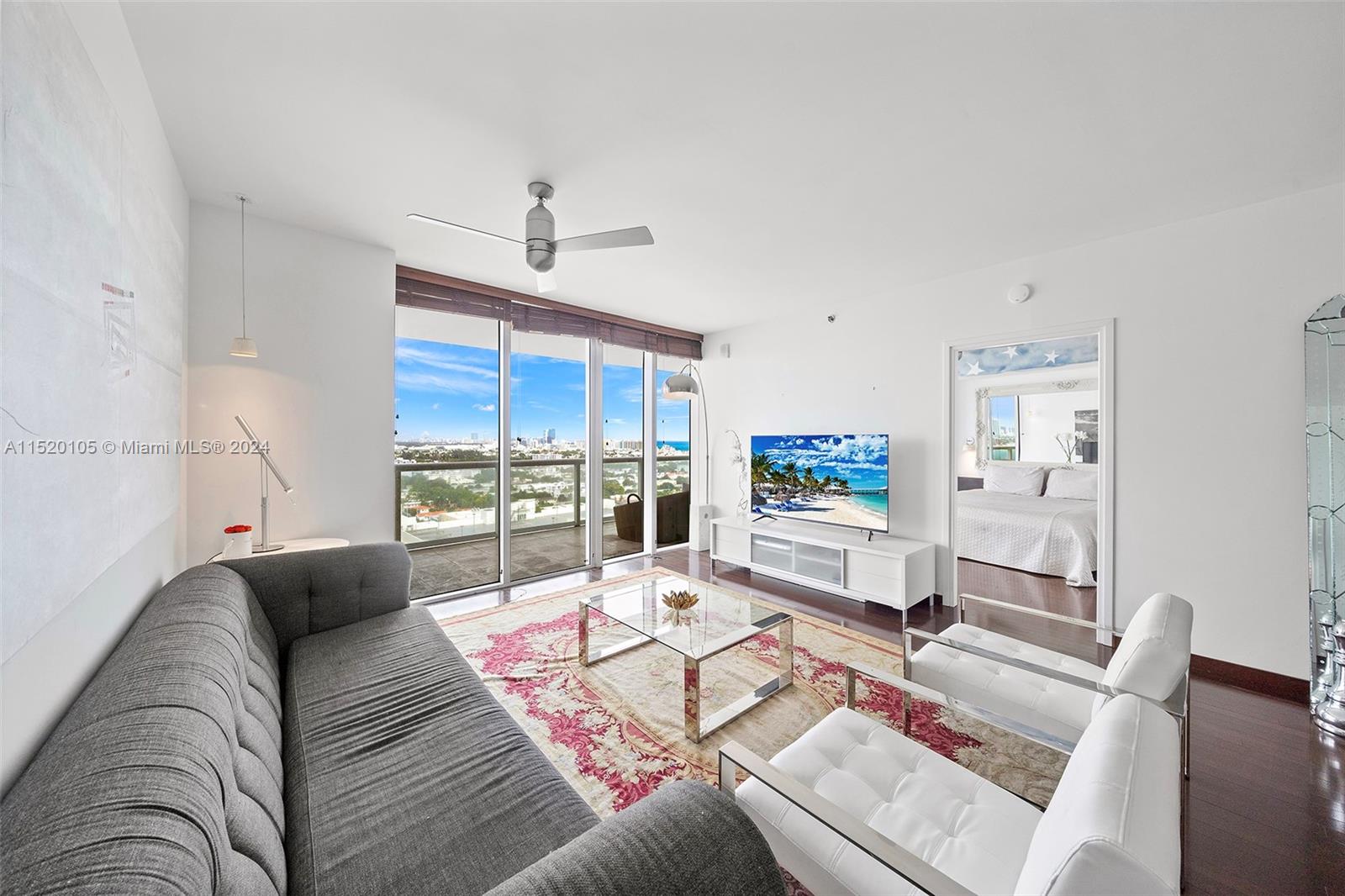 450 Alton Road, Unit 2006 Miami Beach, FL 33139 - Photo 7 of 51 a living room with furniture and a flat screen tv