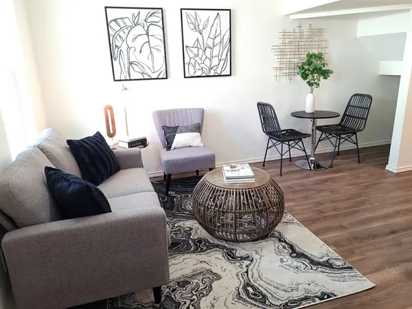 a living room with furniture