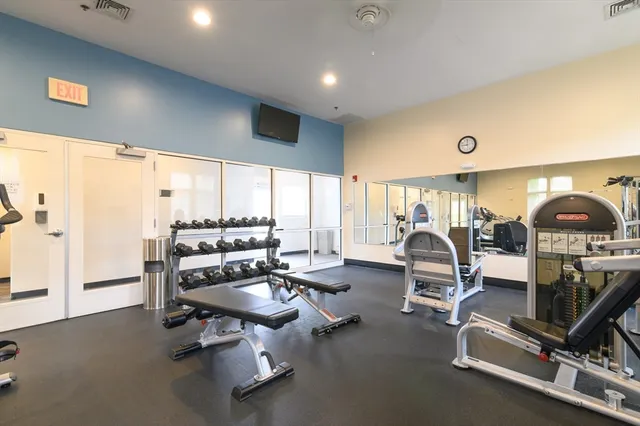 a view of a room with gym equipment