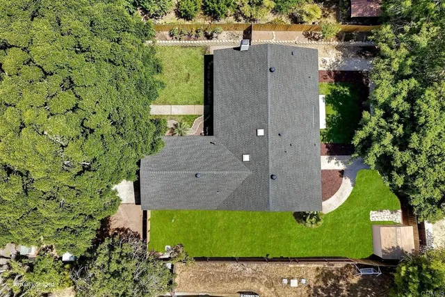 an aerial view of a house