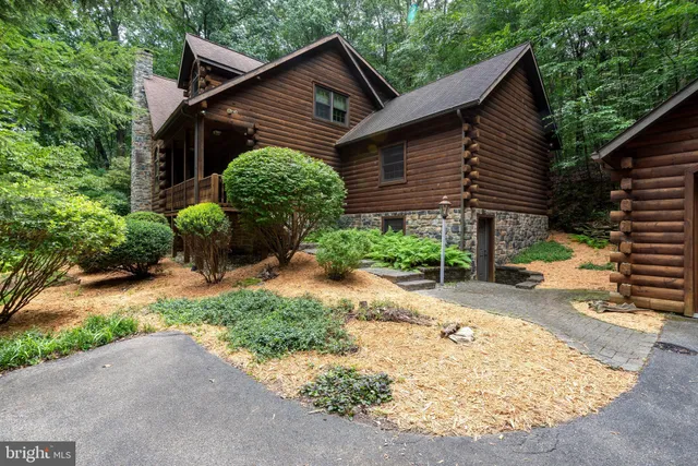 a backyard of a house with plants and trees
