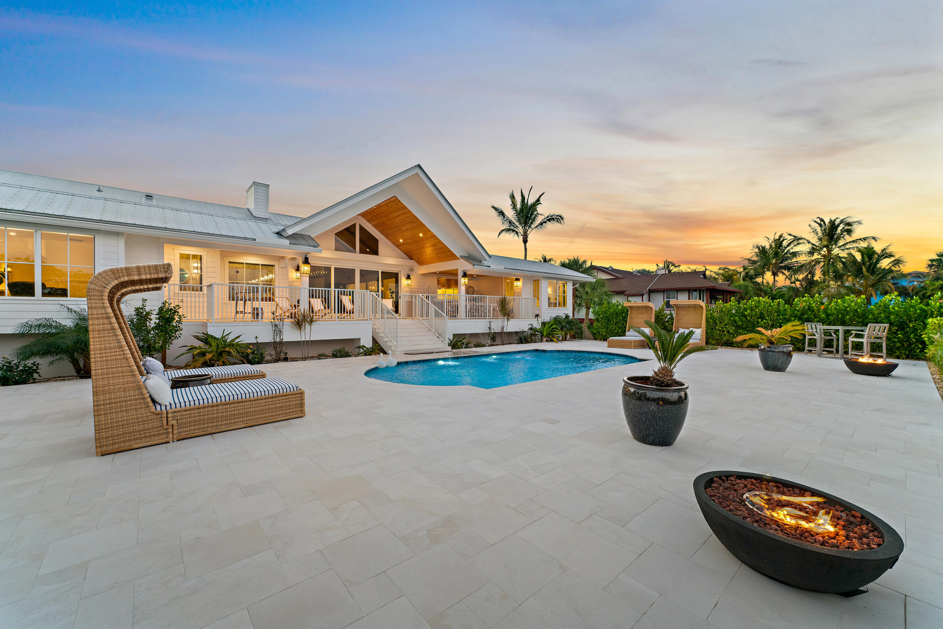 116 South Sewalls Point Road Sewall's Point, FL 34996 - Photo 81 of 92 a view of a patio with swimming pool and porch