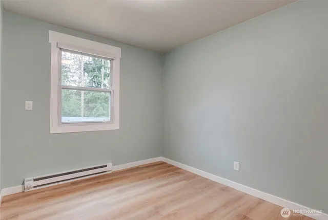 a view of a room with a window