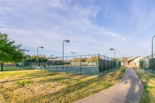 a view of a park with slide