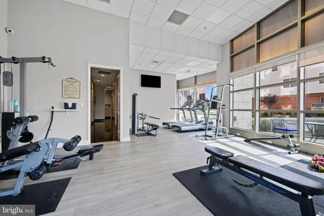 a view of a room with gym equipment