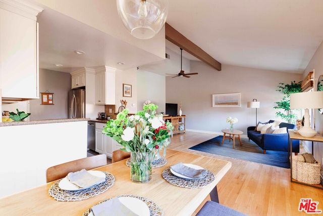 a dining room with furniture