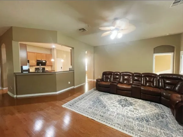 a living room with furniture