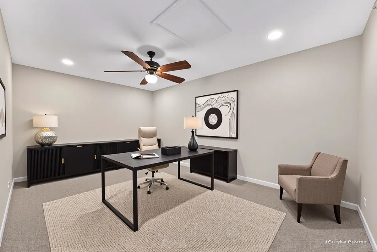 2122 Shermer Road Glenview, IL 60026 - Photo 24 of 37 a work room with furniture a rug and a ceiling fan