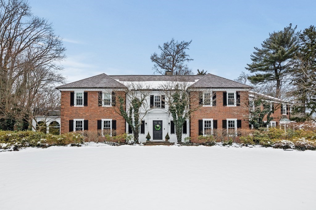 a front view of a building with street view