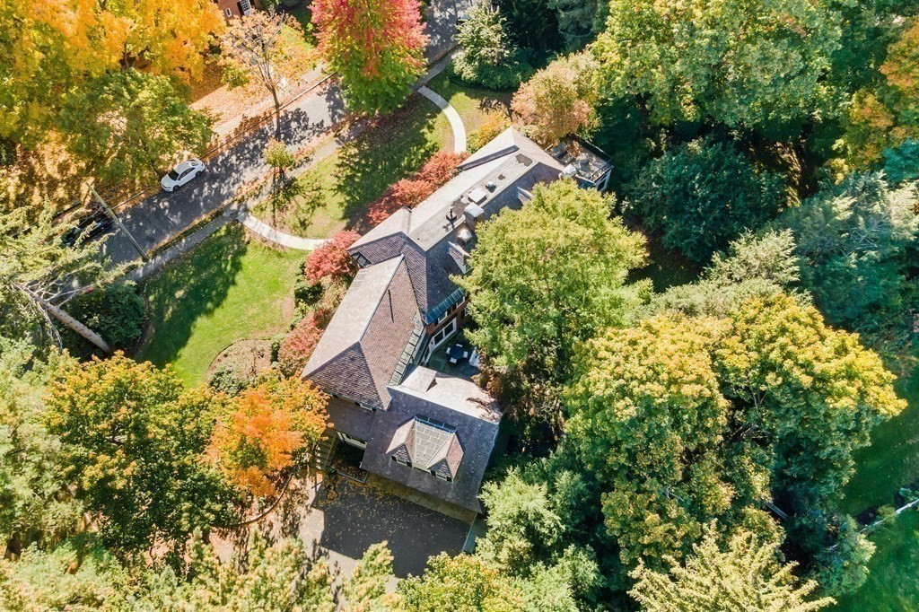 35 Wykeham Road Newton, MA 02465 - Photo 39 of 40 an aerial view of house with yard swimming pool and outdoor seating