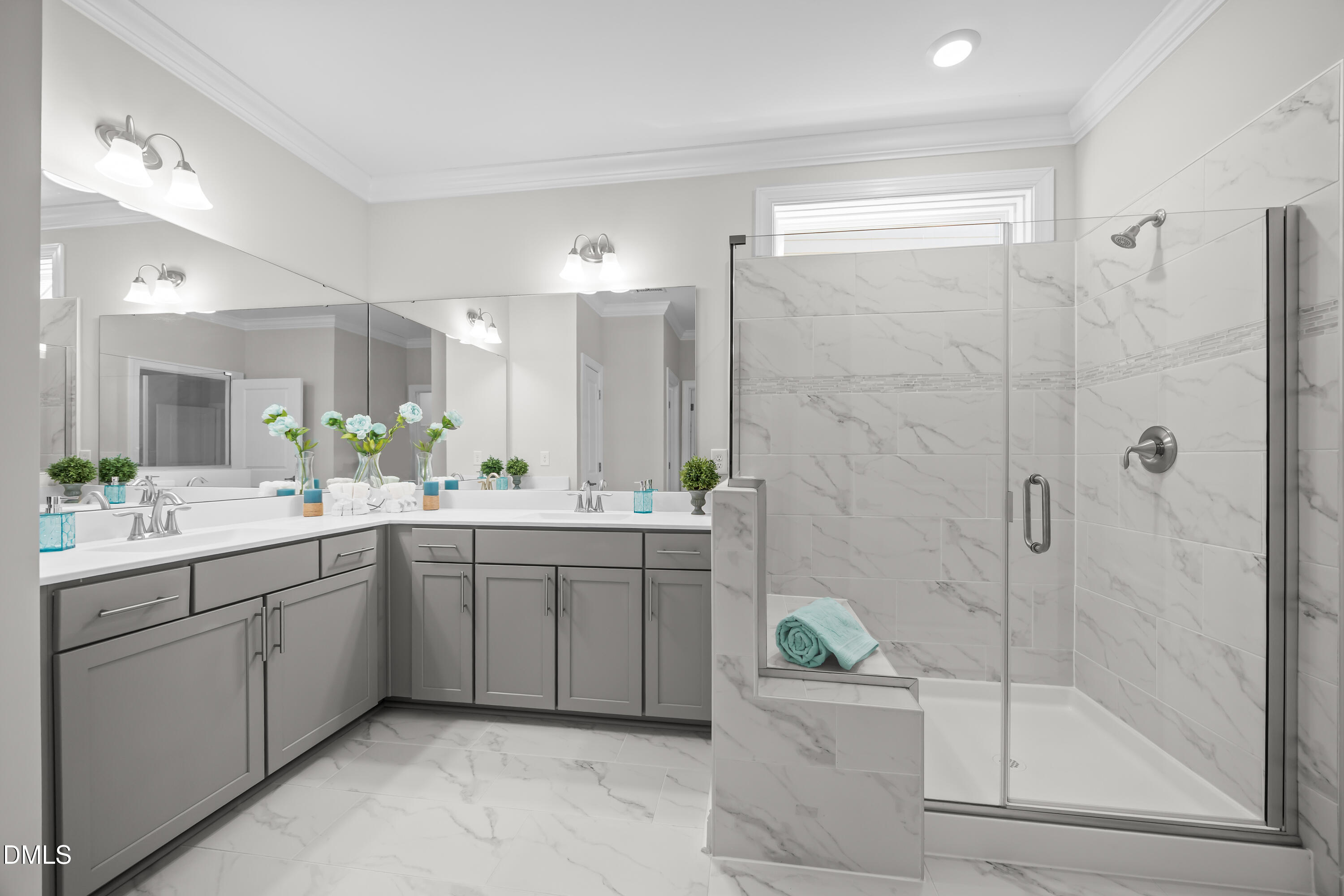 226 English Violet Lane Raleigh, NC 27610 - Photo 15 of 34 a bathroom with a shower sink and mirror