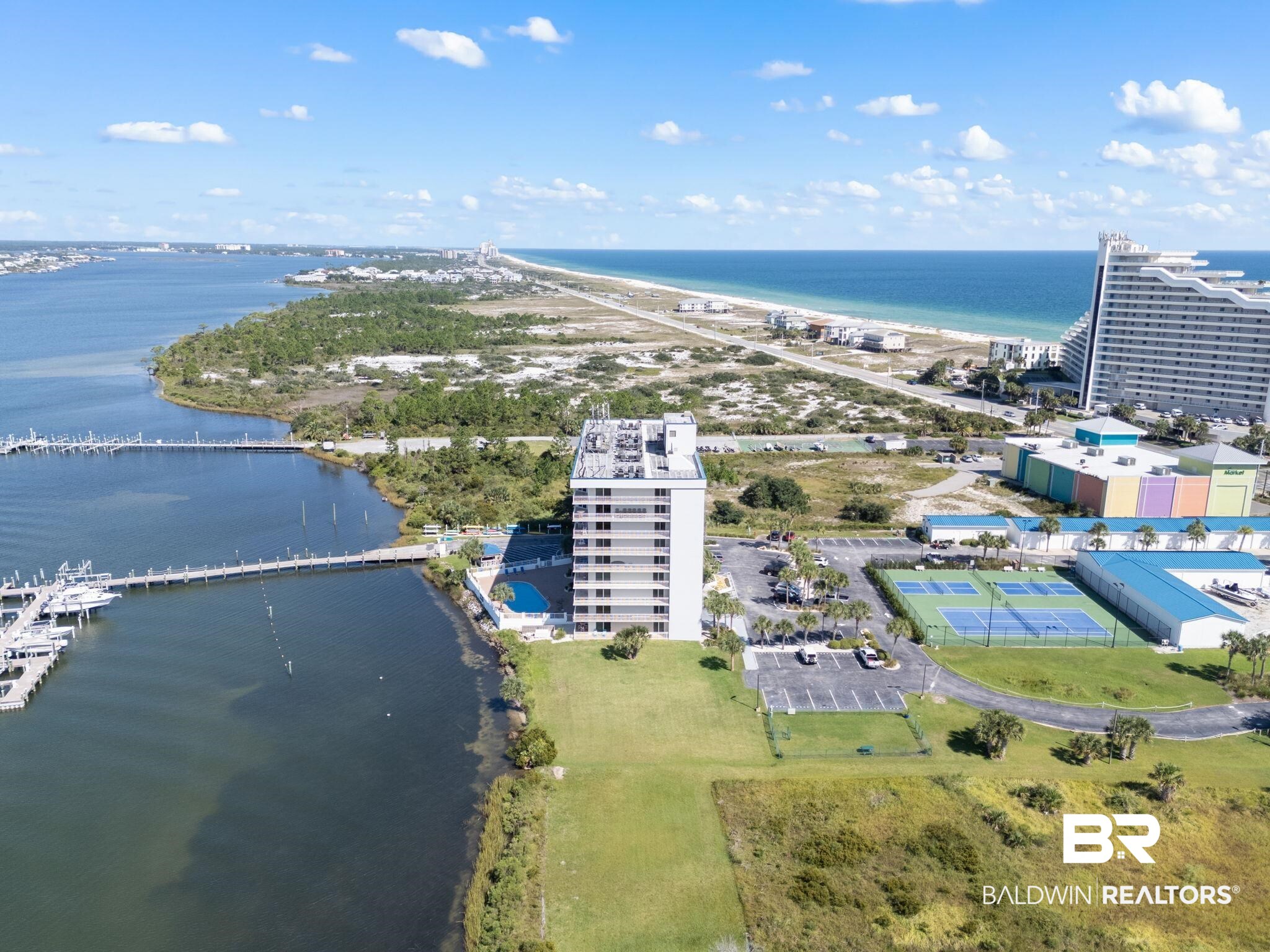 16284 Perdido Key Drive, Unit 912 Perdido Key, FL 32507 - Photo 46 of 49 Aerial view of a nearby body of water and apartment complex / building