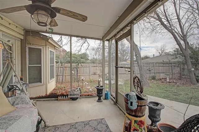 a living room with patio area