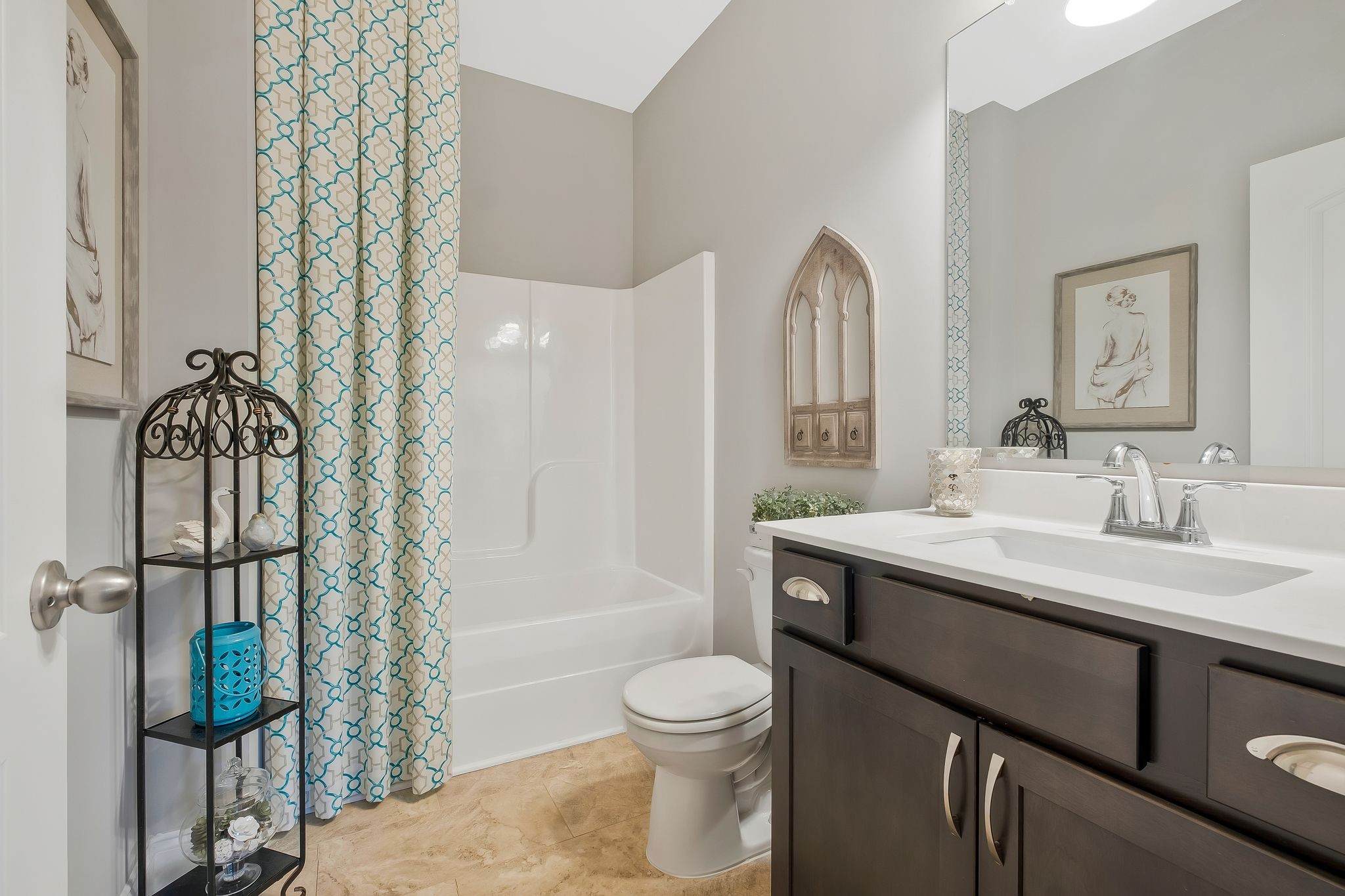 100 Jane Crossing Mount Juliet, TN 37122 - Photo 23 of 33 a bathroom with a granite countertop sink toilet a mirror and shower