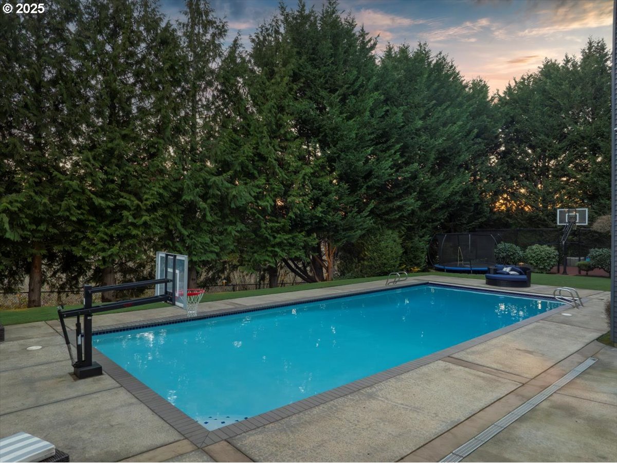 14960 Southwest Brooklet Place Portland, OR 97224 - Photo 6 of 7 a view of a swimming pool with an outdoor seating and a forest