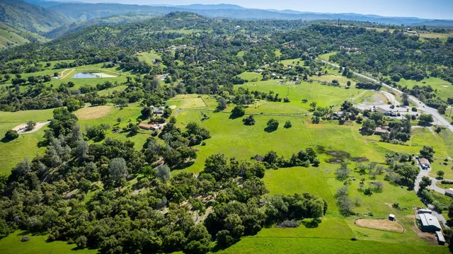 a view of a lush green hillside and houses