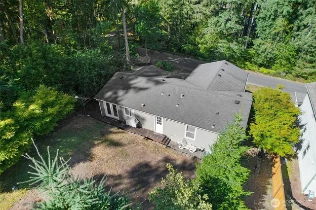 an aerial view of a house