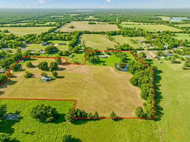 a view of a lake with a houses