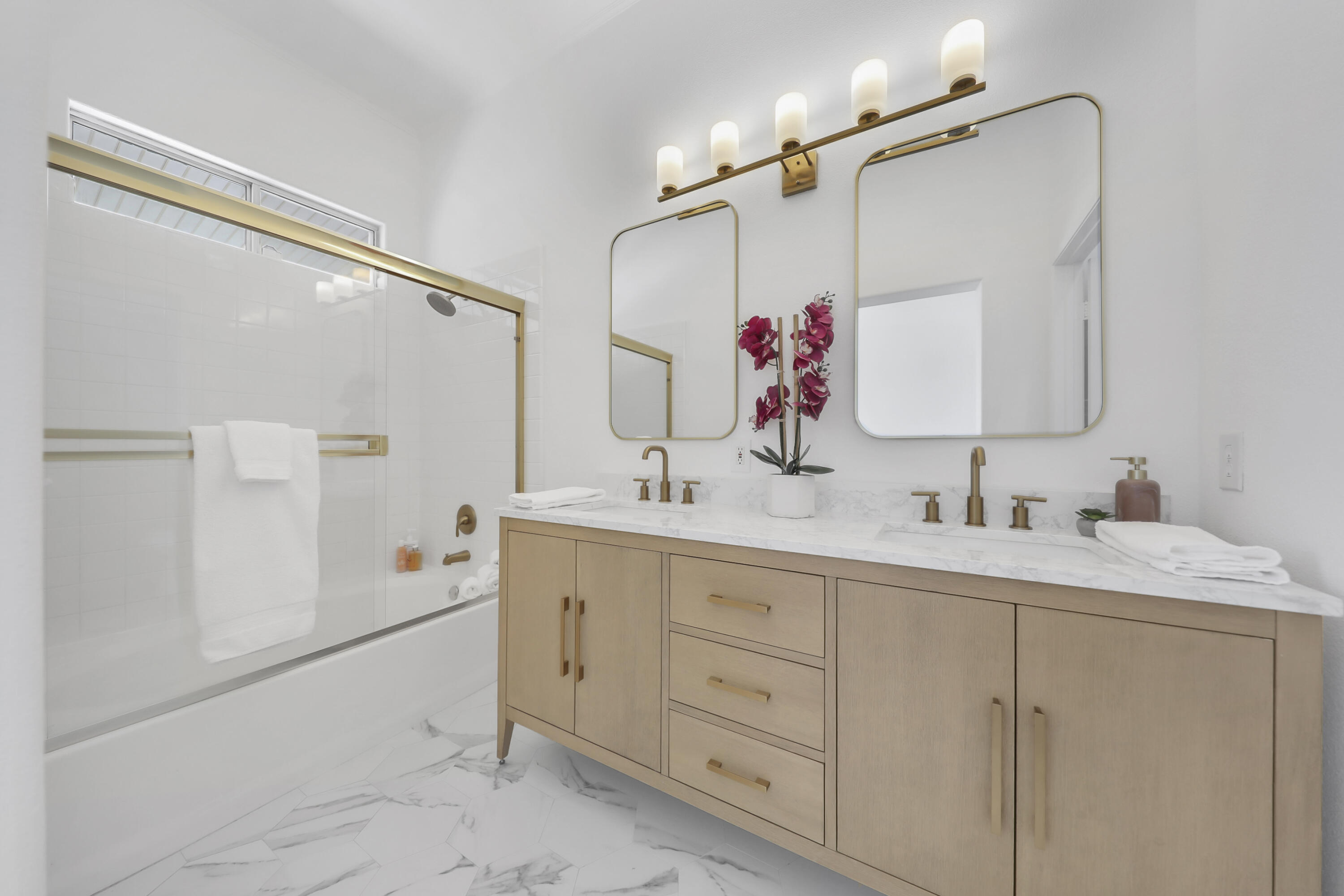 68256 Pasada Road Cathedral City, CA 92234 - Photo 19 of 35 a bathroom with a granite countertop sink mirror and cabinets