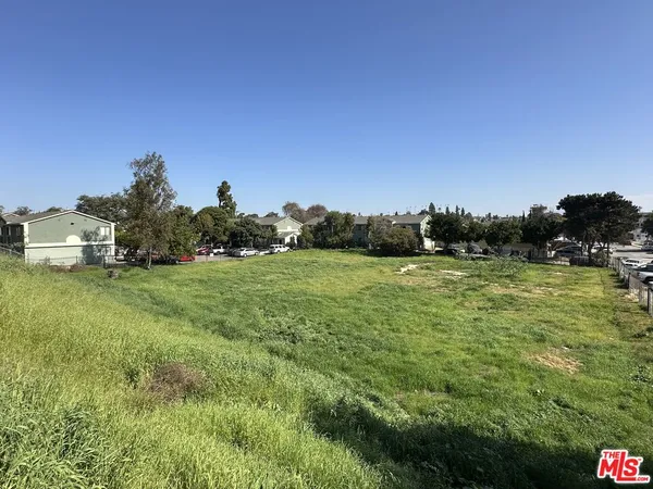 a view of a field of grass and trees