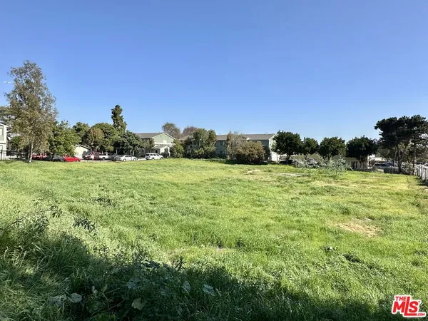 a view of a grassy field with trees