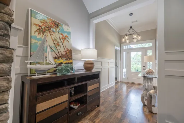 a bedroom with a bed and a fireplace