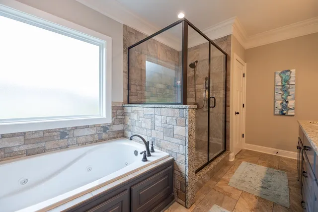 a living room with furniture a flat screen tv and a large window