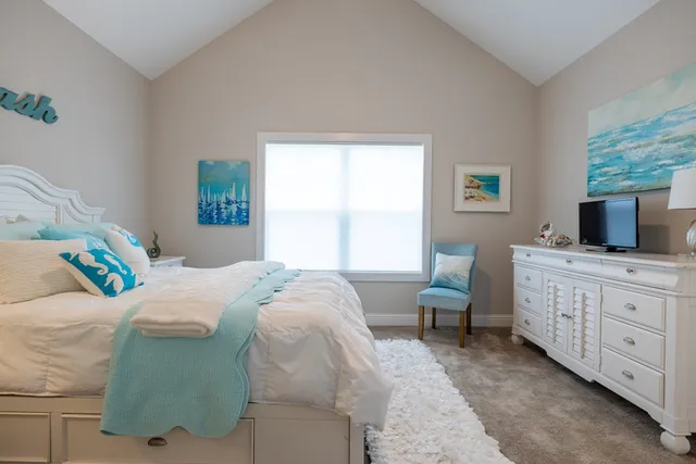 a view of a lake with houses