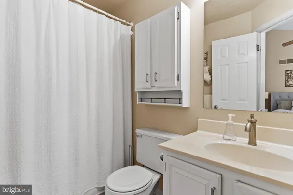 a bathroom with a sink a toilet and vanity